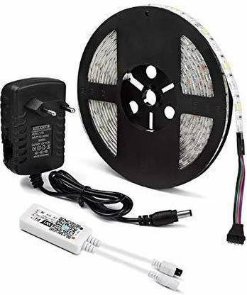 PROTIUM Smart WiFi Mobile/Voice/Music Control LED Strip Kit IP65 Waterproof -RGB Light Strip (5 m, 150 LED) , WiFi Controller, Power Supply (36W) Work with Alexa, Google Assistant and IFTTT Light Strip