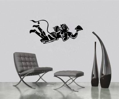 sp decals 49 cm black decal lord hanuman religious Black colour wall sticker for home decor (pvc vinyl covering area 49cm X 110cm) Reusable Sticker