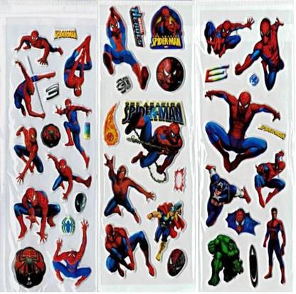 Super Easy 10 cm Spiderman Character Puffy 3D Cute Funny Stickers ( 10 Sheets) Self Adhesive Sticker