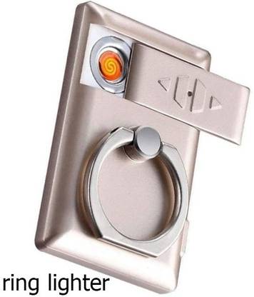 Techobucks Electric Lighter + Phone Finger Ring Paste Stand Phone Holder Electric Lighter Ring Lighter Rechargeable Coli Electric Cigarette USB Lighter in Flame-Less Body Cigarette Ring Lighter_Electric_PR05 Cigarette Lighter