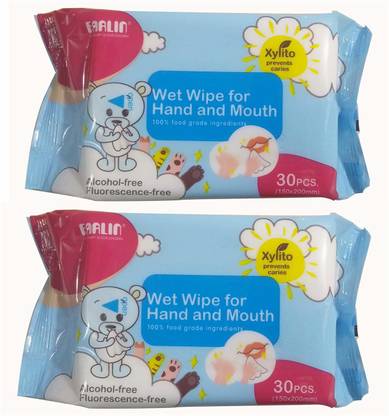 FARLIN Wet Wipes for Hand and Mouth 28 pcs/pack- (COMBO PACK OF 2)