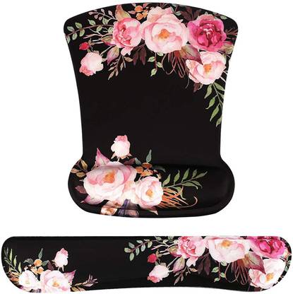 SEAGULL Computer Keyboard and Mouse Pad Support Memory Foam Wrist Rest for Easy Typing and Pain Relief Ergonomic (Flower Print) Memory Foam Keyboard and mouse Wrist Rest