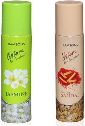 RAMSONS jasmine, sandal Spray 1 Jasmine and 1 Mysore Sandal Air Freshener 250 ml each. (Pack of 2)