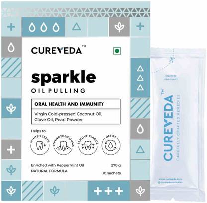 Cureveda Sparkle Oil Pulling for Mouth, Healthy Teeth & Stronger Gums for Fresh Breath