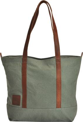 CANVAS & AWL 12oz Canvas With Genuine Buff Leather Trim Ladies Tote Bag Shoulder Bag