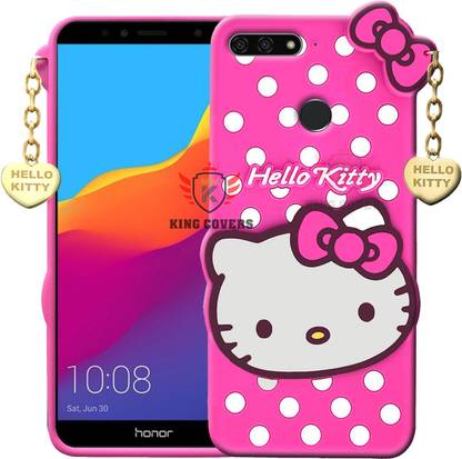 KING COVERS Back Cover for Honor 7A - Hello Kitty Case | 3D Cute Doll | Soft Girl Back Cover with Pendant