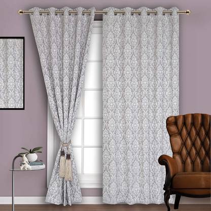 Parda Sansar 213 cm (7 ft) Polycotton Blackout Door Curtain (Pack Of 2)