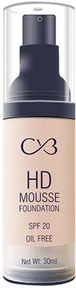 CVB F-706-01 HD Mousse Foundation SPF 20 Oil-Free, Flawless Blending Long-Lasting Feather-Light Stay Liquid Face Makeup Foundation