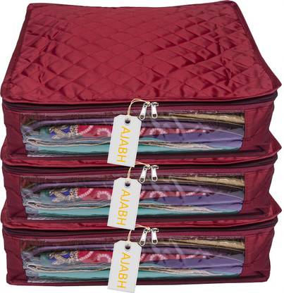 Ajabh High Quality Fancy Satin Saree cover / Garment Cover Storage Bag Pack Of 3 STNM6003
