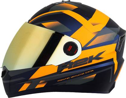 Steelbird Air SBA-1 R2K Full Face Graphics Helmet in Matt Y. Blue Orange Motorbike Helmet