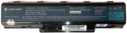 LAPCARE D525 D725 E525 E725 E527 E625 G725;AK.006BT.025 AS09A31 AS09A36 AS09A41 AS09A51 AS09A56 AS09A61 AS09A70 AS09A71 AS09A73 AS09A75 AS09A90 BT.00603.076E627 G620 G627 6 Cell Laptop Battery