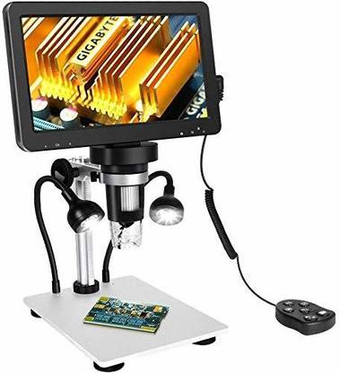 microware 7 inch LCD Digital USB Microscope, Upgraded 12MP 1-1200X Magnification Camera 1080P Video Recorder, Wired Remote, 3000mAh Rechargeable Bat-tery for Circuit Board Soldering PCB Coins Outdoor