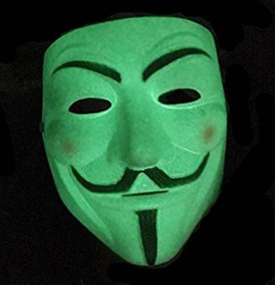 Aone Anonymous Unknown Hacker Vendetta Face Mask- Glow In The Dark (Radium) Party Mask
