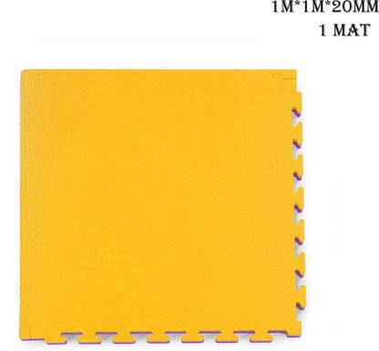 Fitness Guru Interlocking EVA Foam Padding, Non-Toxic Foam Mat Floor Tiles, (1MAT) Grey, Yellow 20 MM mm Martial Arts Mat