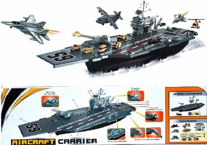 ToysBhoomi Model Building Aircraft Carrier Kit with Fighter Jets, Trucks, Tanks and Army Navy Personals