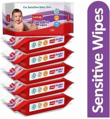 लवलप बिना खुशबू के बेबी सेंसिटिव वाइप्स, 72 वाइप्स / पैक