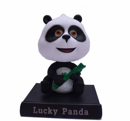 Daiyamondo Lucky Panda Vinyl Bobble Head Shaking Doll Action Figure Moving Head Bobblehead Spring Dancing PVC Bobble Spring Dancing Doll Toy Car Dashboard Bounce Toys for Car Interior Dashboard Expression BobbleHead Car Dashboard Office Desk Table Top with Box