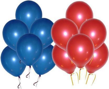 Boan Boan C Solid SOLID RED & BLUE METALLIC BALLOONS + BALLOON AIR HAND PUMP Balloon