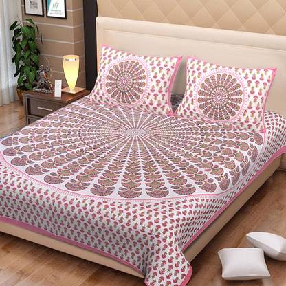 xmx 144 TC Cotton King Self Design Flat Bedsheet