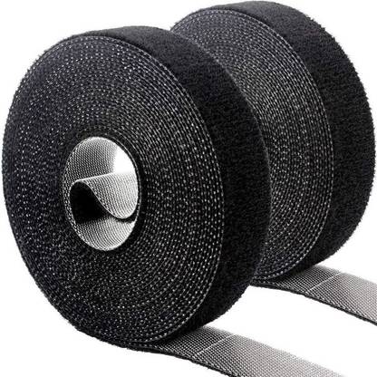 DIY Crafts Hook Loop Cable Tie Fasten One Wrap Cord Tape Double Side Nylon Power Cord Management Wire Organizer Straps Reusable Self Gripping - (Black) Multi Purpose Useful (30 Feet 1 Roll, Black) Nylon Hook & Loop Cable Tie