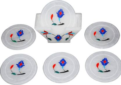 ORIENTALs Round Reversible Marble Coaster Set