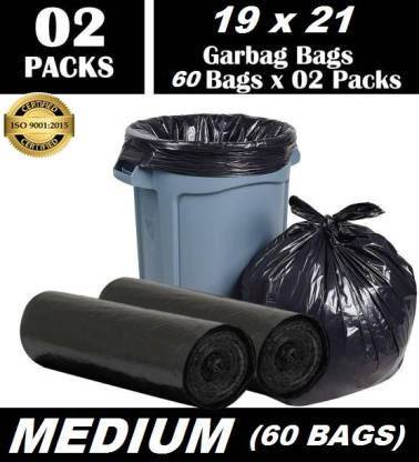 SAISWAR Oxi Biodegradable Garbage Bags 19*21 inches ( pack of 2, 60 pieces ) Medium 60 L Garbage Bag  Pack Of 60