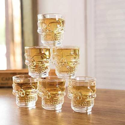 dollar store (Pack of 6) Skull Shot Glass Pack Of 6 Transparent Glass Set Shot Glass