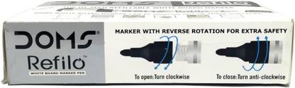 DOMS Refilo Permanent Marker Pen Black(Pack Of 10 psS)
