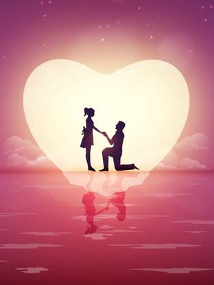 Romantic Couple wall poster wallpaper 12 X 18 Inches Paper Print