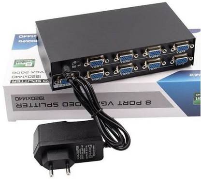 LipiWorld 200MHZ 8 Port VGA Single CPU to Multiple Monitors VGA Video Splitter Media Streaming Device