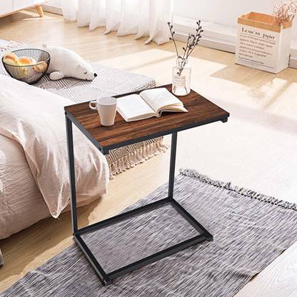 PRITI 2 Pieces Sofa Side End Table, C Shaped Table Laptop Holder, End Stand Desk Coffee Tray Side Table, Notebook Tablet Beside Bed Sofa Portable Metal Nesting Table