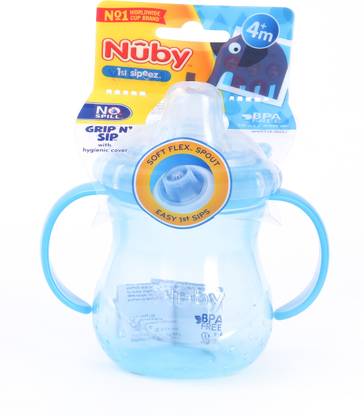 NUBY Grip N' Sip Trainer Spout Cup for your Child (Blue) with 300ml