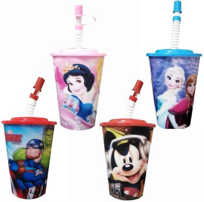 ShubhKraft Fancy 3D Sipper Glasses with Straw for Kids/Juice/Milkshake/Milk/Coffee/Soft Drink/Kids Birthday/Return Gifts