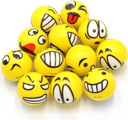 OREE Smiley Face Emoji Soft ball Stress Relieve Squeeze Balls ( pack of 12)  - 3 inch