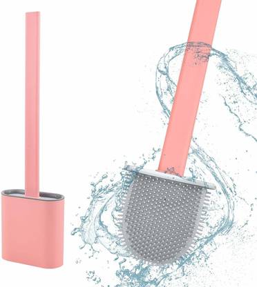 WHOLESALE BAY Multipurpose Toilet Cleaning Brush with Holder Stand Western Toilet Brush for Cleaning,Silicone Toilet Brush with Bathroom Toilet Cleaning Brush and Holder with Holder