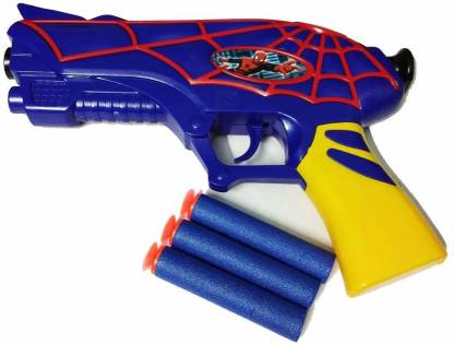 GENCLIQ Marvel Super Hero Spider Man Soft Bullets Gun with Foam (BLUE) Guns & Darts