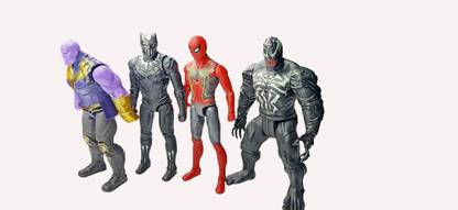 NSHIVA 4 in 1 Action Figure Spiderman, Thanos , venom and black panthar , Collectibles Set with Projection Light