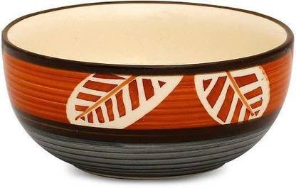 caffeine Ceramic Serving Bowl Handmade orange & grey leaf servig bowl