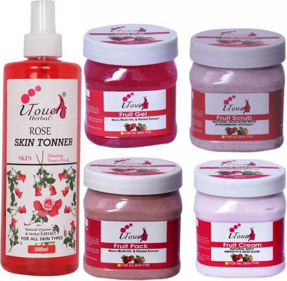 I TOUCH HERBAL FRUIT SCRUB,CREAM,PACK,GEL AND ROSE SKIN TONNER 500 ML X 5