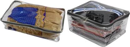 S enterprises Combo Pvc Fully Transparent Plain Large Saree garment Blouse cover Petticoat Cover lehenga cover Salwar Kamiz Suit Bag Garment cover