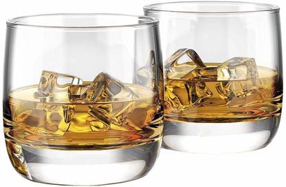 Glass World (Pack of 2) Premium Flat Barrel Crystal Scotch Whiskey Glasses 300 ml Imported glass set of 2 Glass Set Whisky Glass