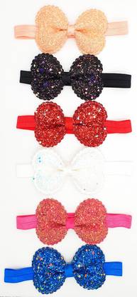 Myra Collection baby girl kids hairband ribbon band elastic accessory set of 6 Head Band