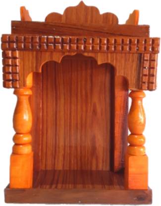 SHIV MANDIR Beautiful temple yellow lining suitable for small spaces, offices and home. Solid Wood Home Temple