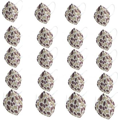 onsafe 5 Layer Anti- Pollution Disposable, Breathable, Reusable, Washable Printed Face Mask With Nose Pin and Elastic Ear Band For Men, Women & Children. Brown-Mask Reusable, Washable