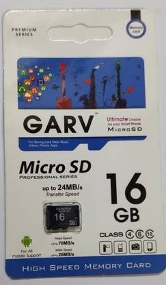 GARV 16gb micro sd premimum 16 GB MicroSD Card Class 10 70 MB/s  Memory Card Compatible with Computer, Tablet, Mobile