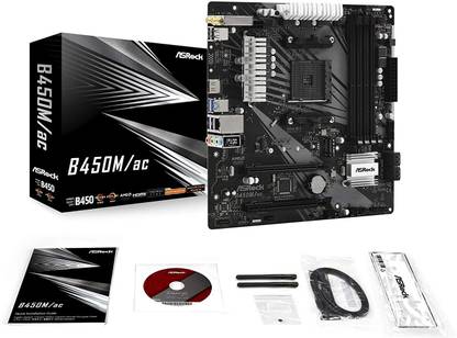 ASRock B450M/AC AM4Socket Micro-ATX AMD B450 Chipset DDR4 Motherboard for Desktop