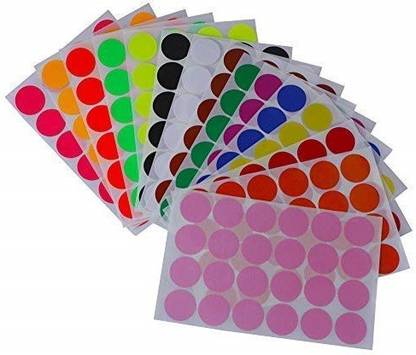 ShikharRetails Dots Sticker 25mm Minimum 3 Color Round Circle Blank Labels Self Adhesive Multicolor (1500pc) n.a. Paper Label