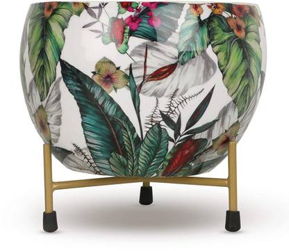 Greenele Designer Rust Free Metal Plants Pots with Stand for Indoor/Outdoor Plants D12 Plant Container Set