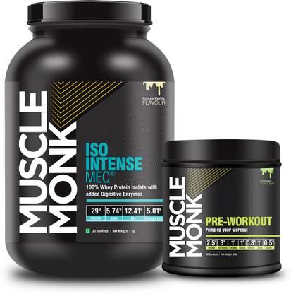 MuscleMonk ISO Intense MEC Whey Protein 1Kg Creamy Vanilla Green Apple 300Gms - 30 Servings Whey Protein