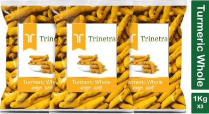 Trinetra Premium Quality Haldi Sabut (Turmeric)-1Kg (Pack Of 3)